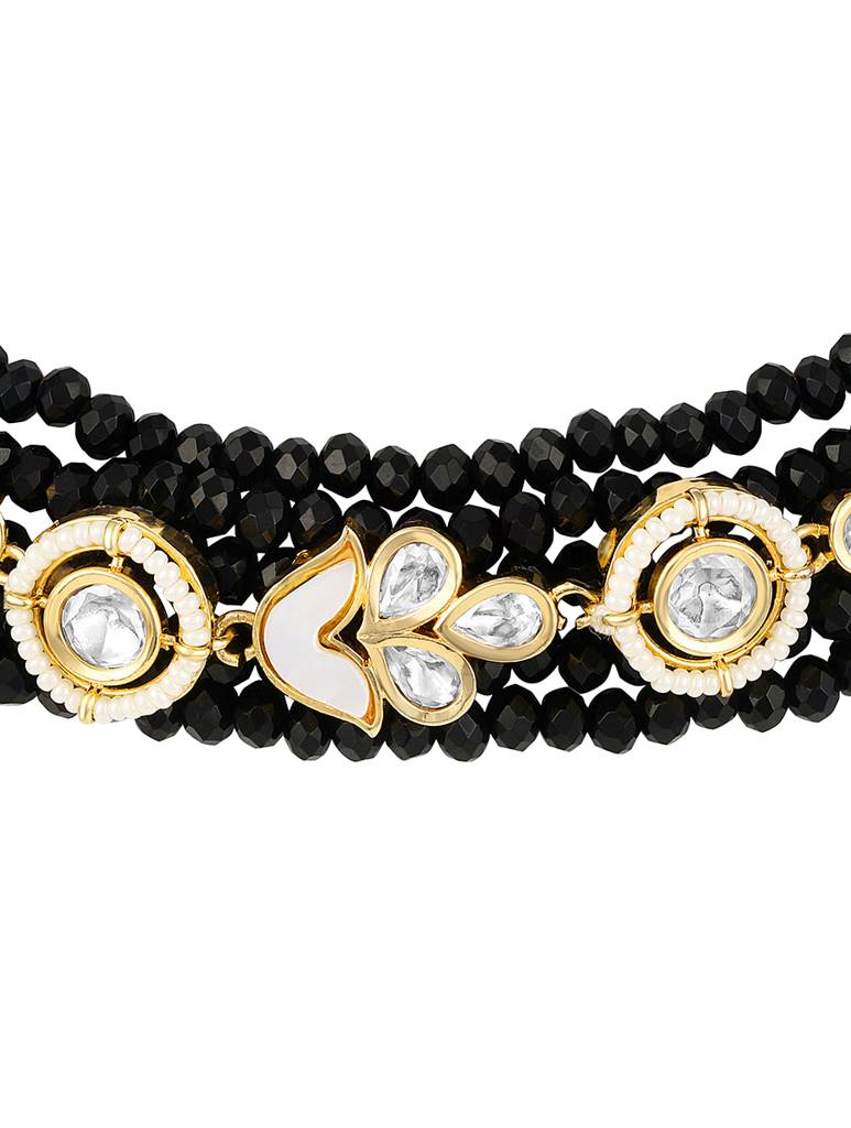 Micron Gold Polish Brass Agate Pearl Necklaces : HRNS305