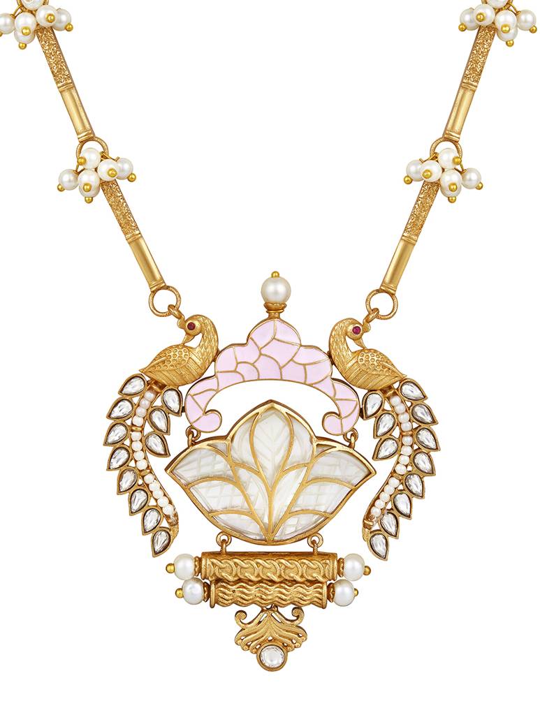 Micron Gold-Polish Shell Pearl Jewellery Sets : HRNS310