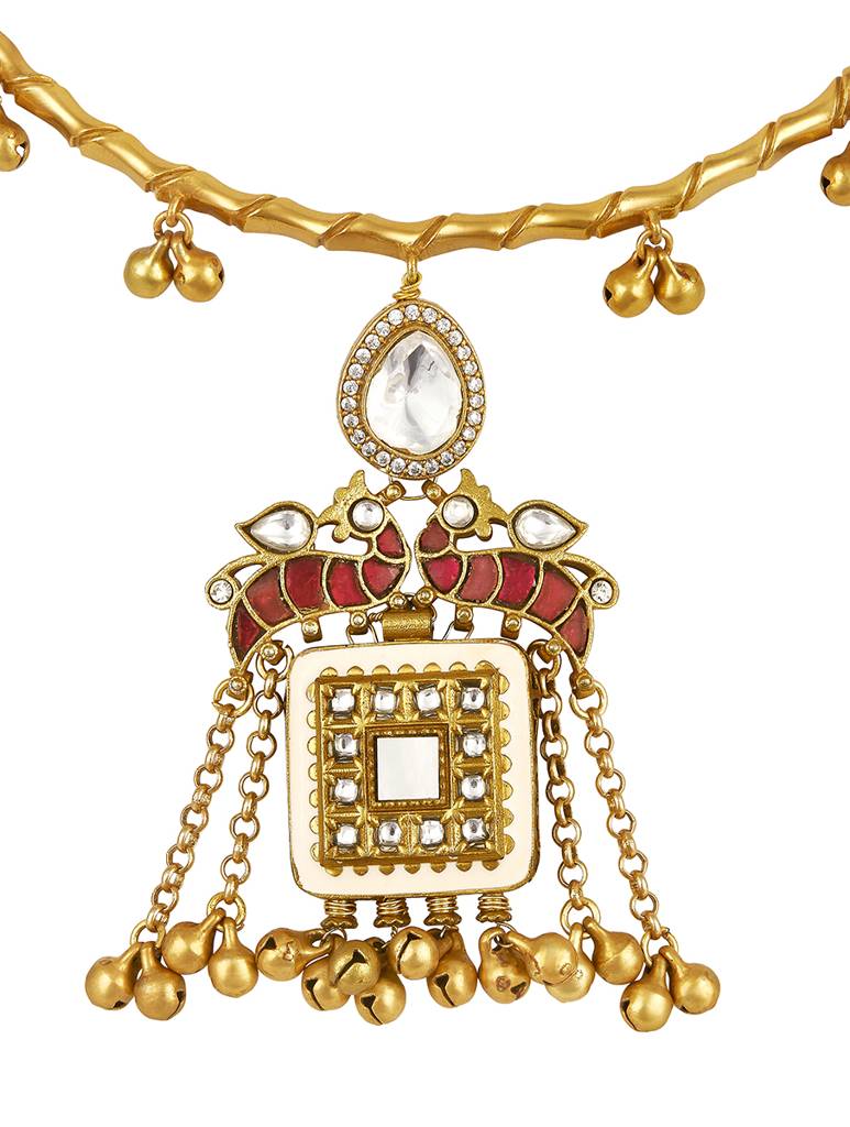 Micron Gold Polish Meena Pearl Jewellery Sets : HRNS311
