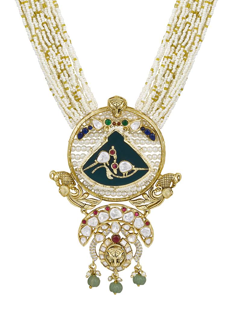 Micron Gold Polish Onyx Mosanite Necklaces : HRNS314