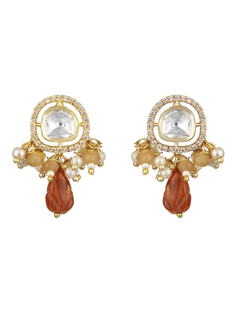Micron Gold Polish-Zirconia Onyx Pearl Jewellery Sets : HRNS316