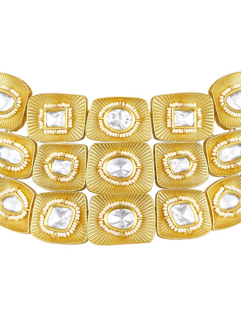 Micron Gold Polish Mosanite Jewellery Sets : HRNS321