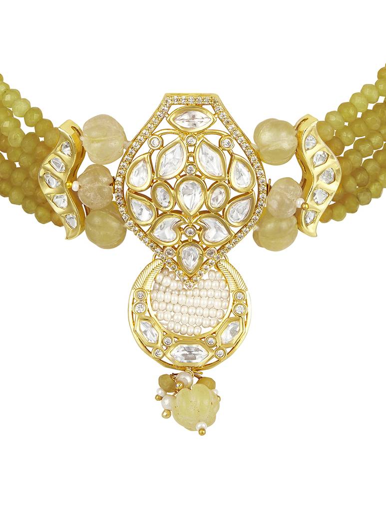 Gold Polish Zirconia Onyx Mosanite Jewellery Sets : HRNS328