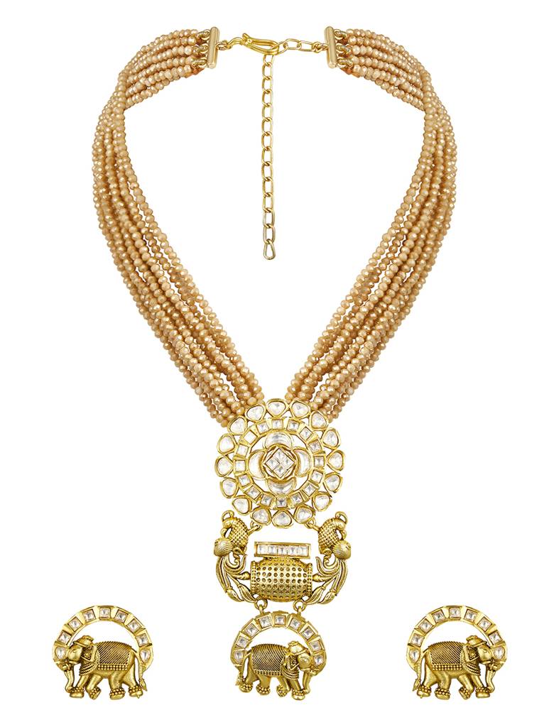 Micron Gold Polish-Mosanite Jewellery Sets : HRNS333