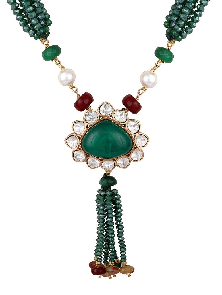Micron Gold Polish Agates Pearl Jewellery Sets : HRNS335