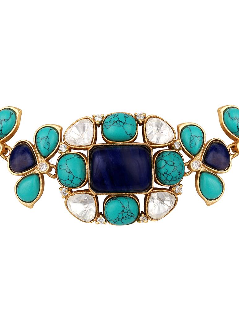 Micron Gold Polish Onyx Mosanite-Jewellery Sets : HRNS337