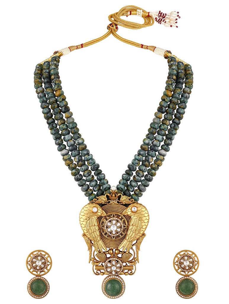 Micron Gold Polish Zirconia Quartz Mosanite Jewellery Sets : HRNS340