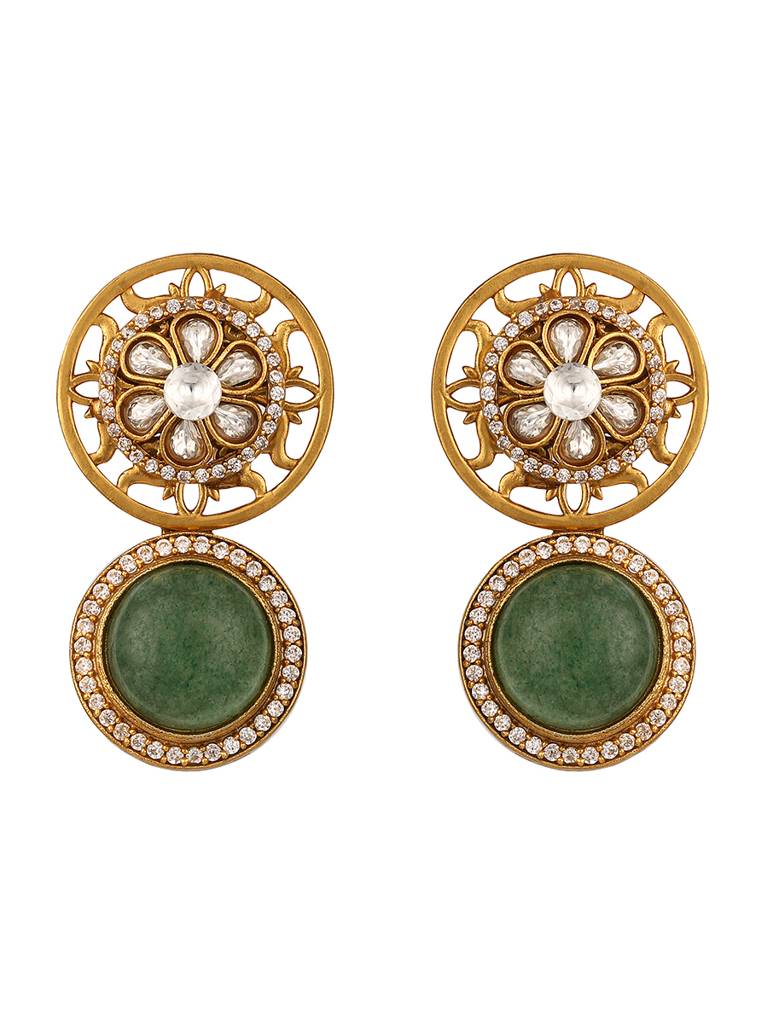Micron Gold Polish Zirconia Quartz Mosanite Jewellery Sets : HRNS340