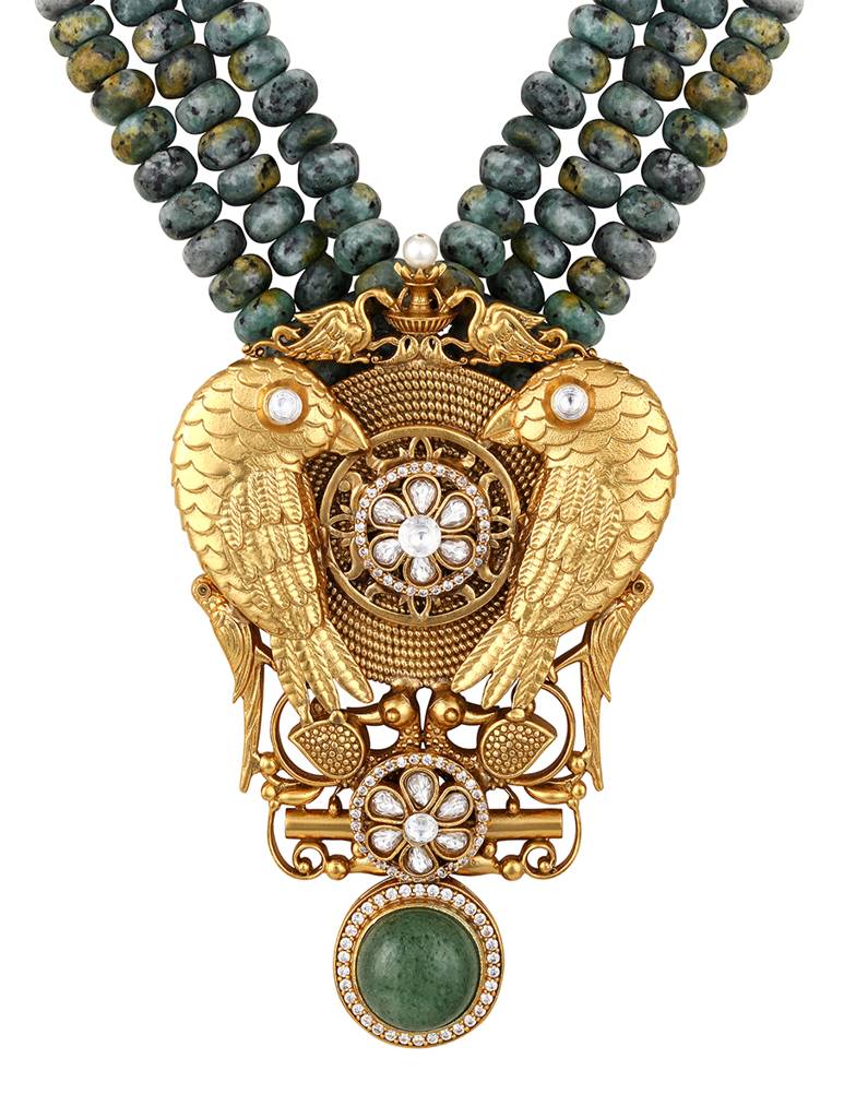 Micron Gold Polish Zirconia Quartz Mosanite Jewellery Sets : HRNS340