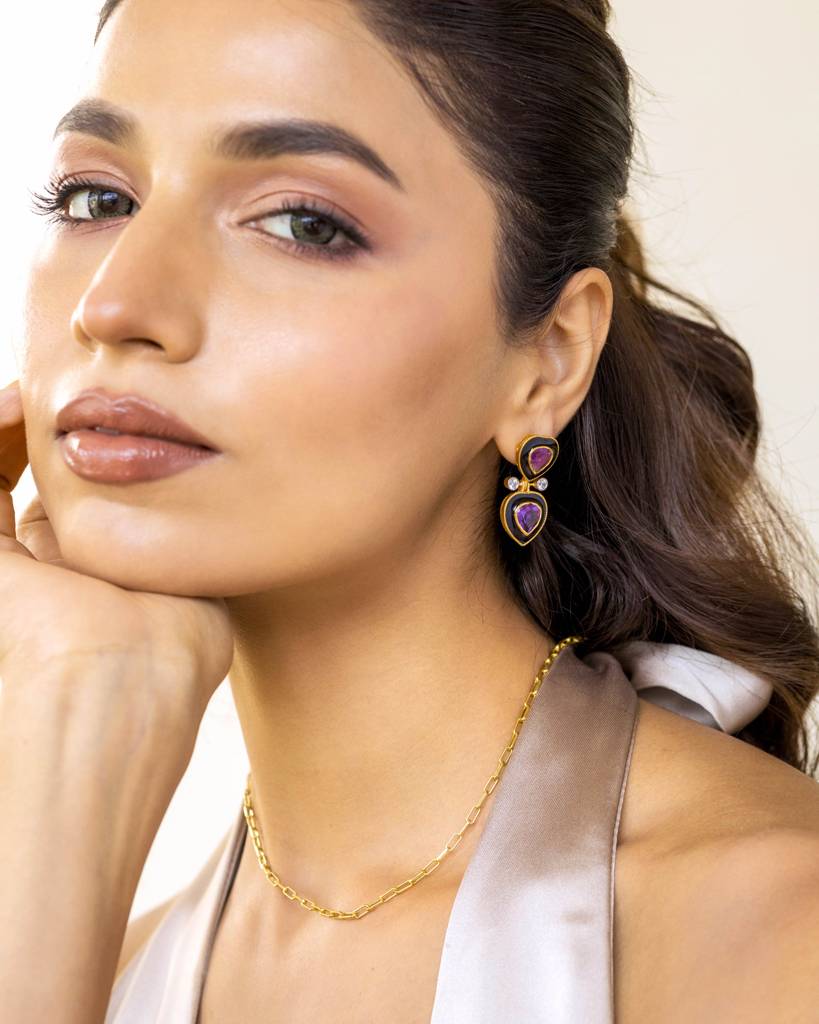 Zoie Amethyst Earrings : HRT-ER-02