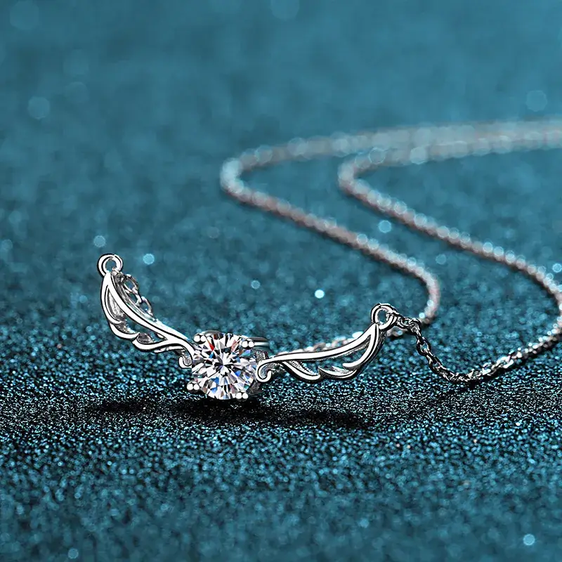 0.5 Ct Celestial Wings Moissanite Pendant And A  Free Chain : CelestialWingsPendant_AZ089-X