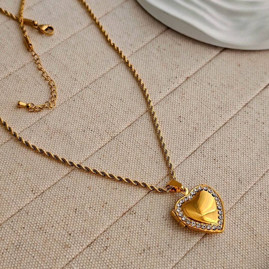 Hazel Heart Locket Necklace : TAA-9855341396246-NECKLACE