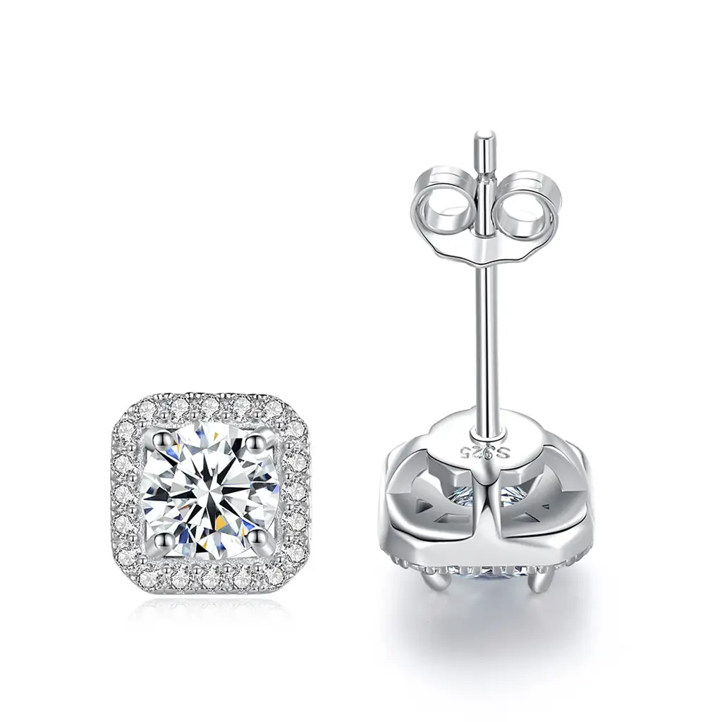 1 Ct Gra Certified Glimmer Square Moissanite Studs : CJ-G707-K70W
