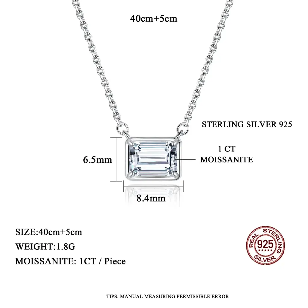 Crystal Clear Confidence Emerald Cut Moissanite Studs And Pendant : Emerald_12_MSN22052402