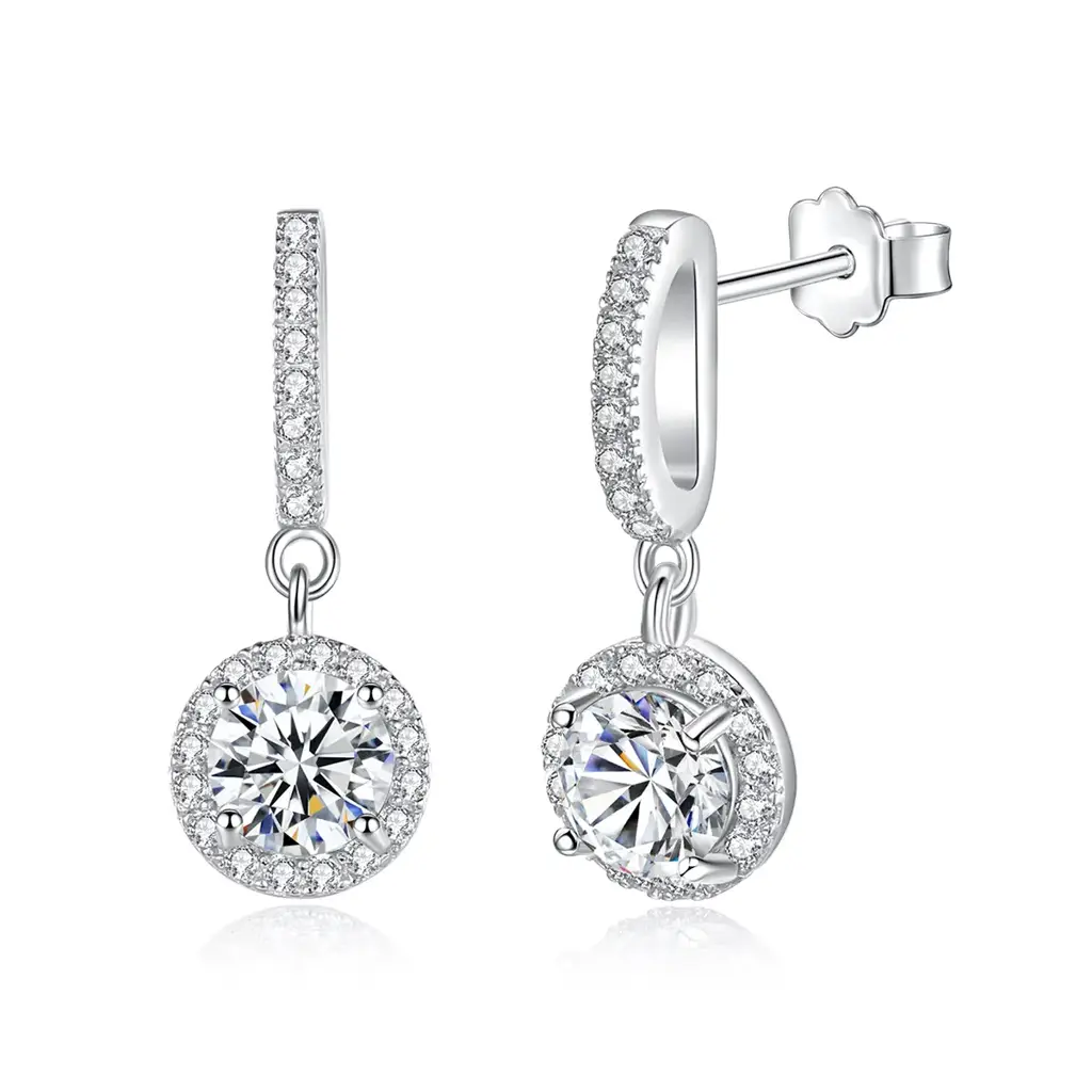1 Ct / Pair Twinkle Drop Dangles Moissanite Earrings; Gra Certified; S925 Sterling Silver : TwinkleDropDangles_1ct