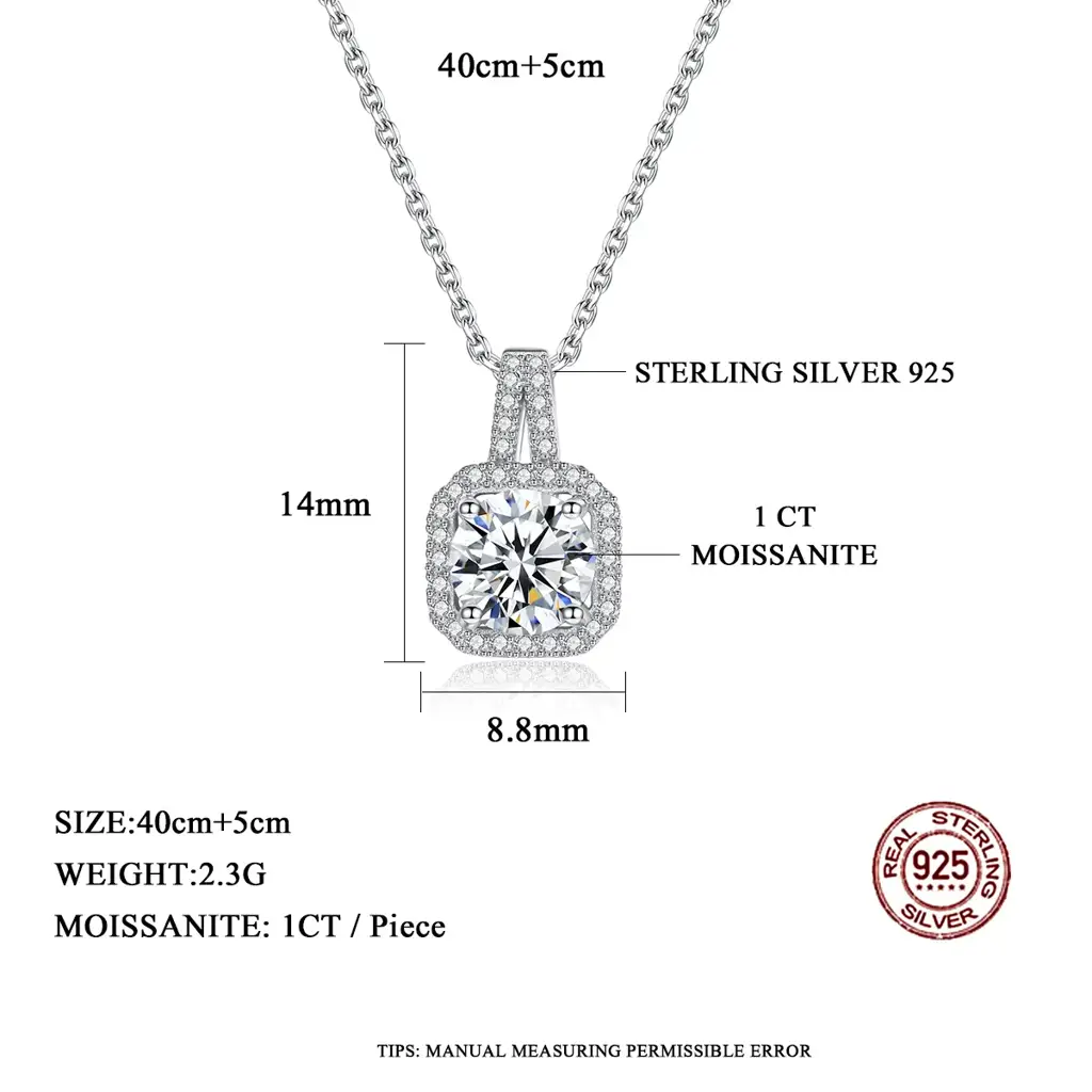 Gra Certified Starlit Glamour Round Cut Silver 1Ct Moissanite Pendant Set With 1Ct Ea : StarlitGlamour_MSN22052429_MSE22052428