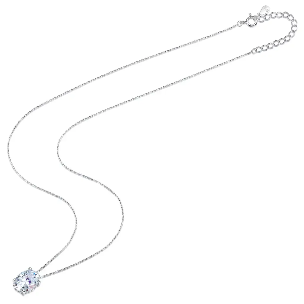 1.2 Ct Sparkleoval Charm Moissanite Necklace In Sterling Silver; D Vvs1 : MSN22052423S