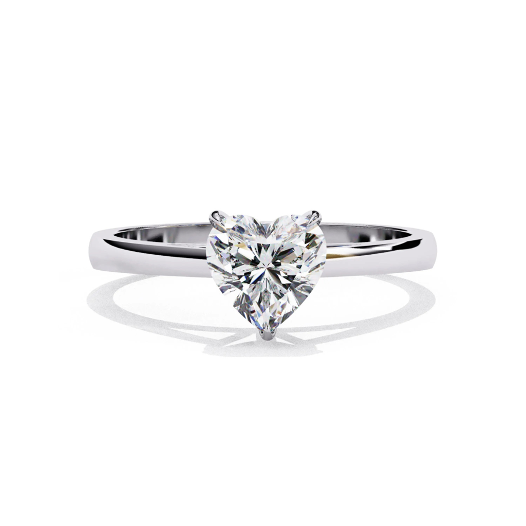 Heart Solitaire Silver Adjustable Ring : RG035