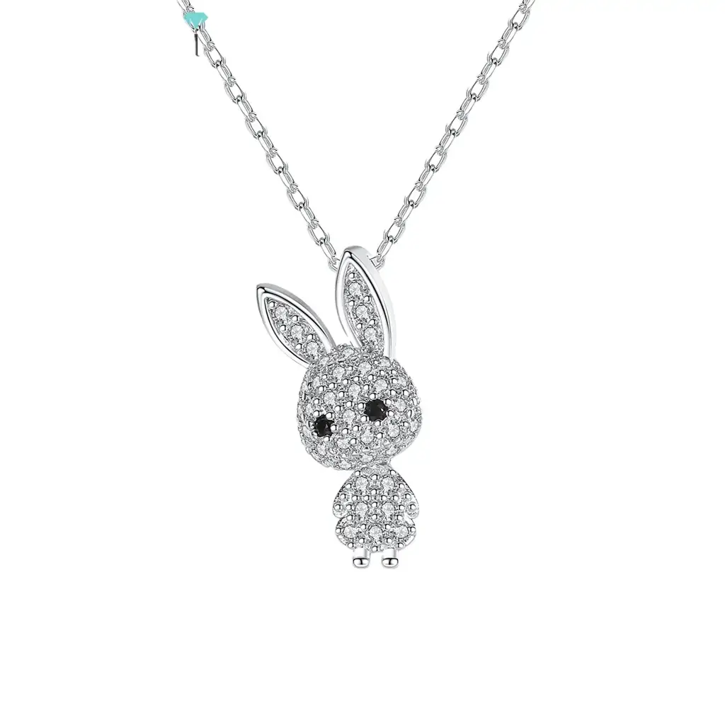 Sparkling Bunny Sterling Silver Zircon Pendant With Free Chain For Kids And Adults : N-2019111546