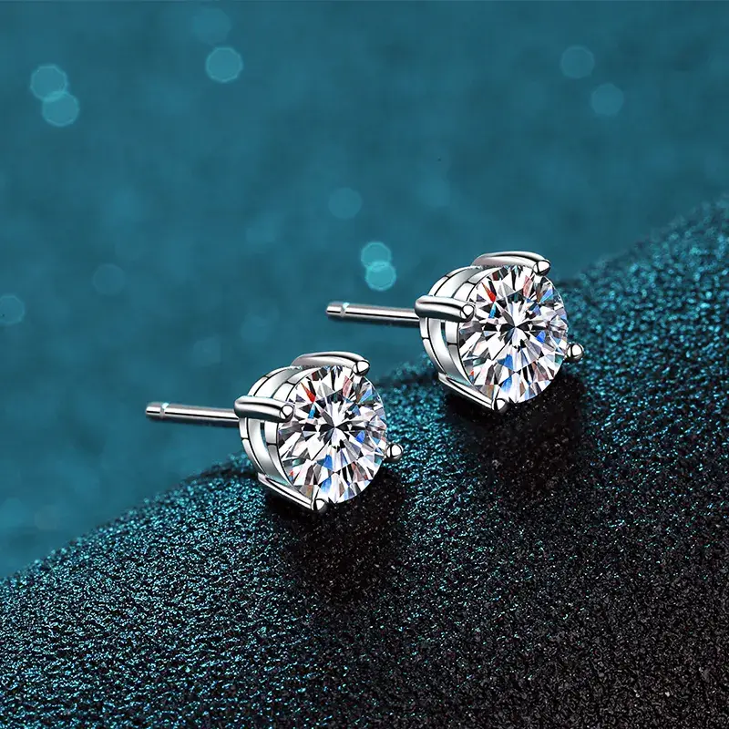 Pair Sparkle Whirl Solitaire Stud Moissanite Earrings : SparkleWhirl_BX043-E_1ct