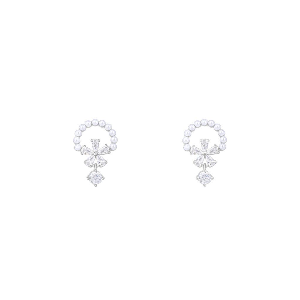 Blossom Arch Drop Earrings In Silver Color : IBER1580