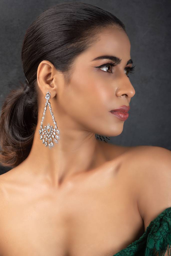 Diamante Cubic Zirconia Dangler Earrings