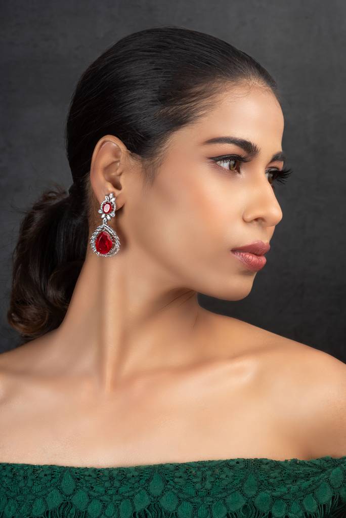 Red Zirconia Danglers