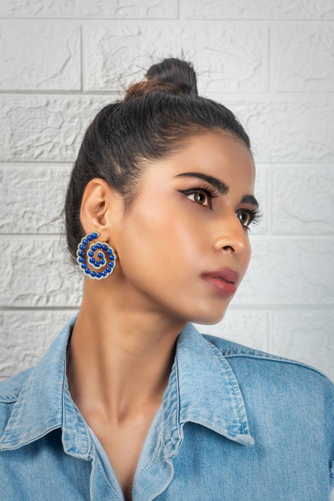 Lapis Lazuli Spiral Tops Earrings