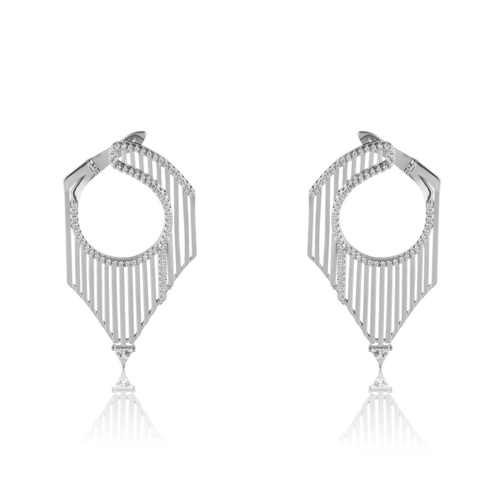 Marlin White Statement Earrings In 925 Silver : IJER043