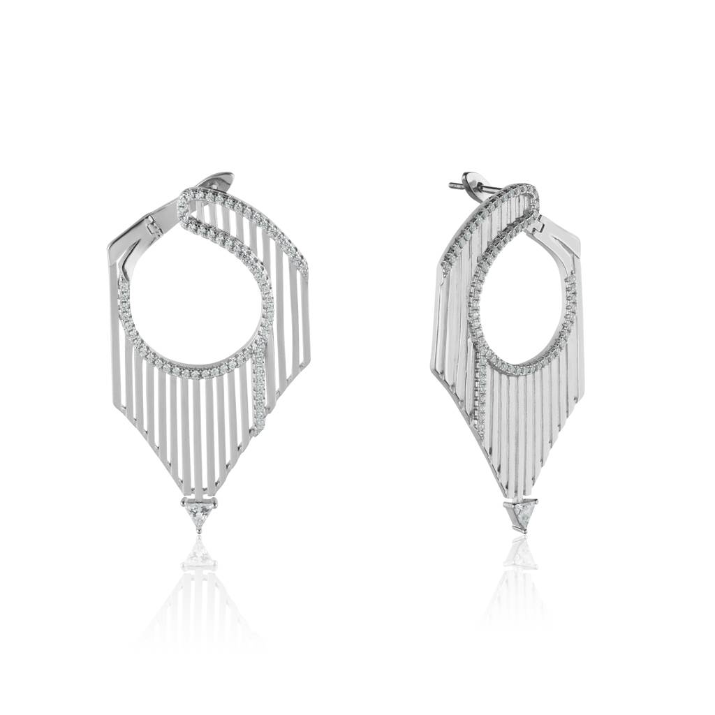 Marlin White Statement Earrings In 925 Silver : IJER043