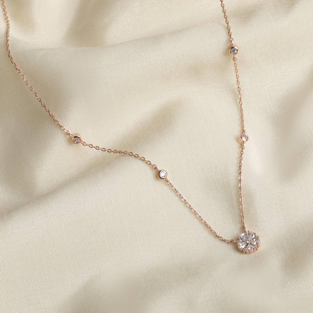 Velma Rose Gold Necklace In 925 Silver Sterling Silver Rose Gold