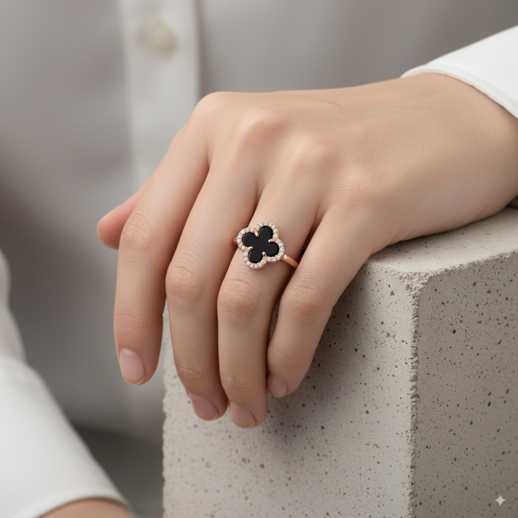 Alice Black Onyx Ring In 925 Silver By Halki Fulki : IJRN002