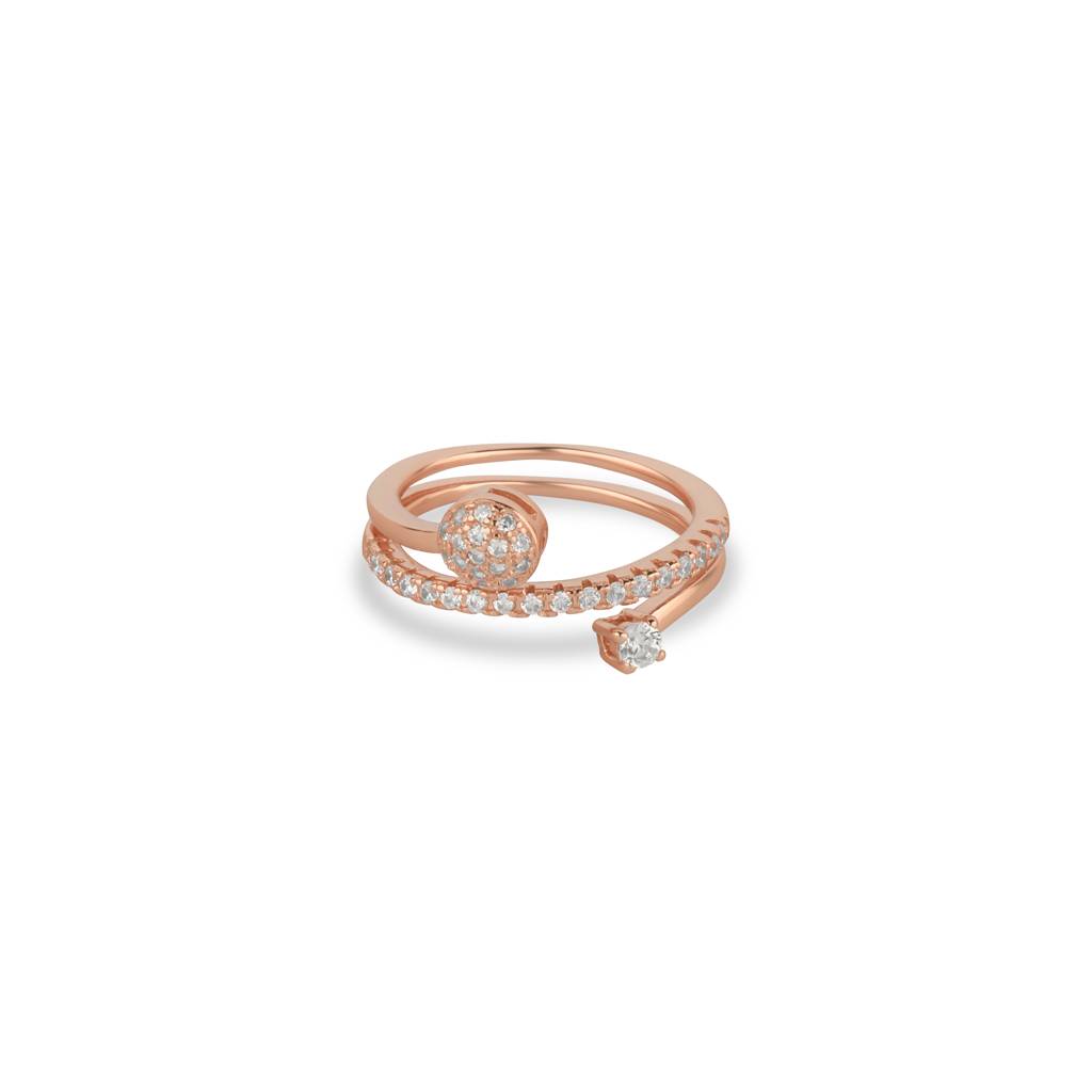 Amelia Stacked Adjustable Rose Gold Plated Ring In 925 Silver : IJRN039