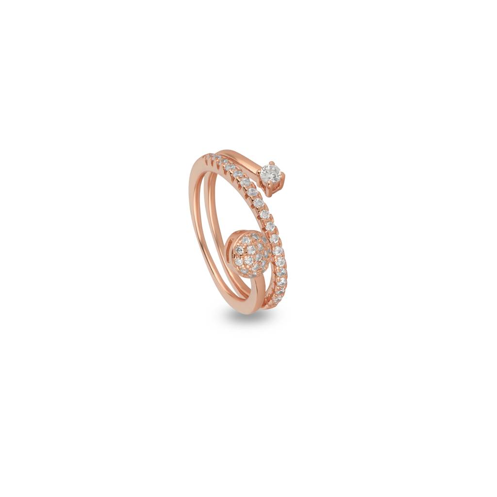 Amelia Stacked Adjustable Rose Gold Plated Ring In 925 Silver : IJRN039