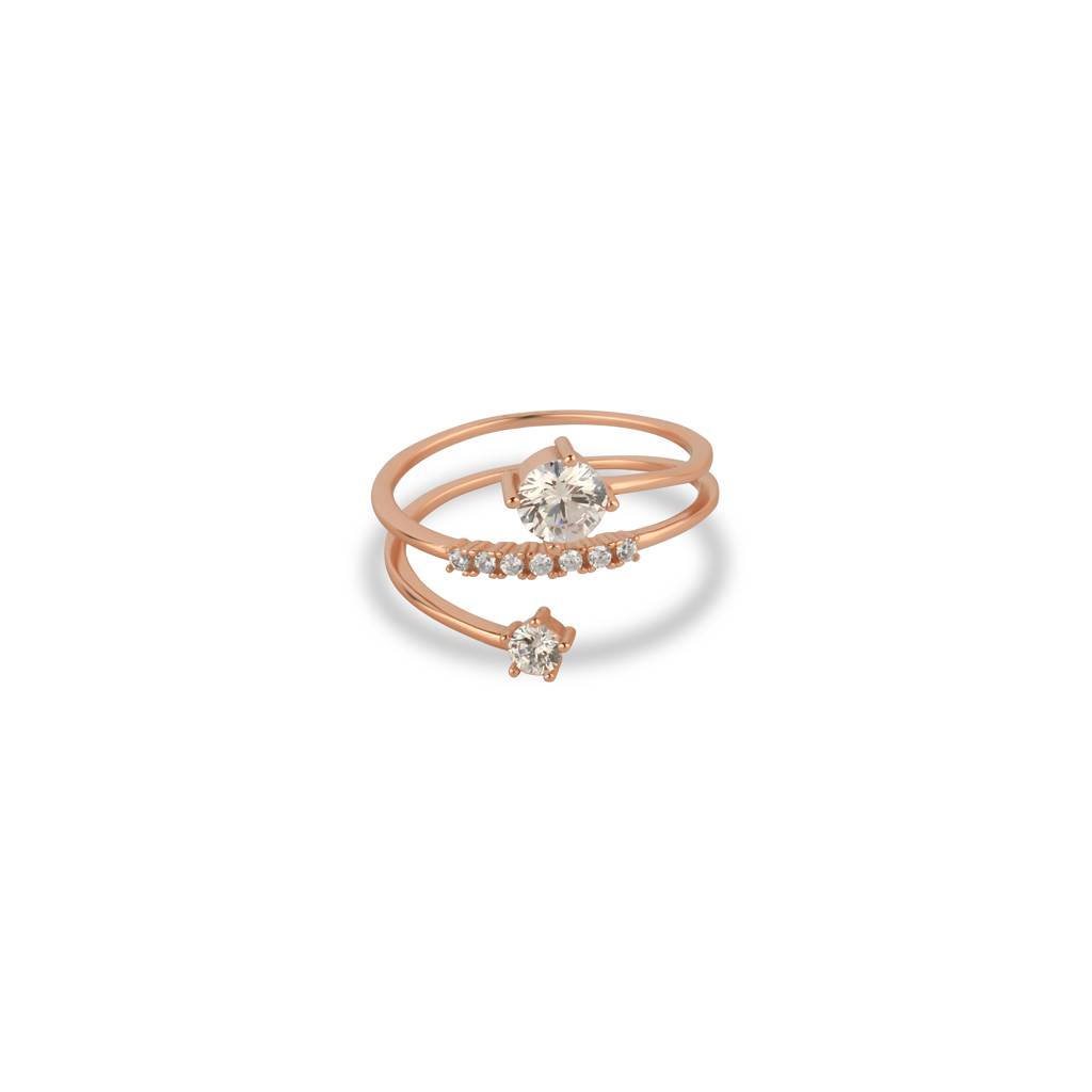 Beatrice Stacked Adjustable Rose Gold Ring In 925 Silver : IJRN040