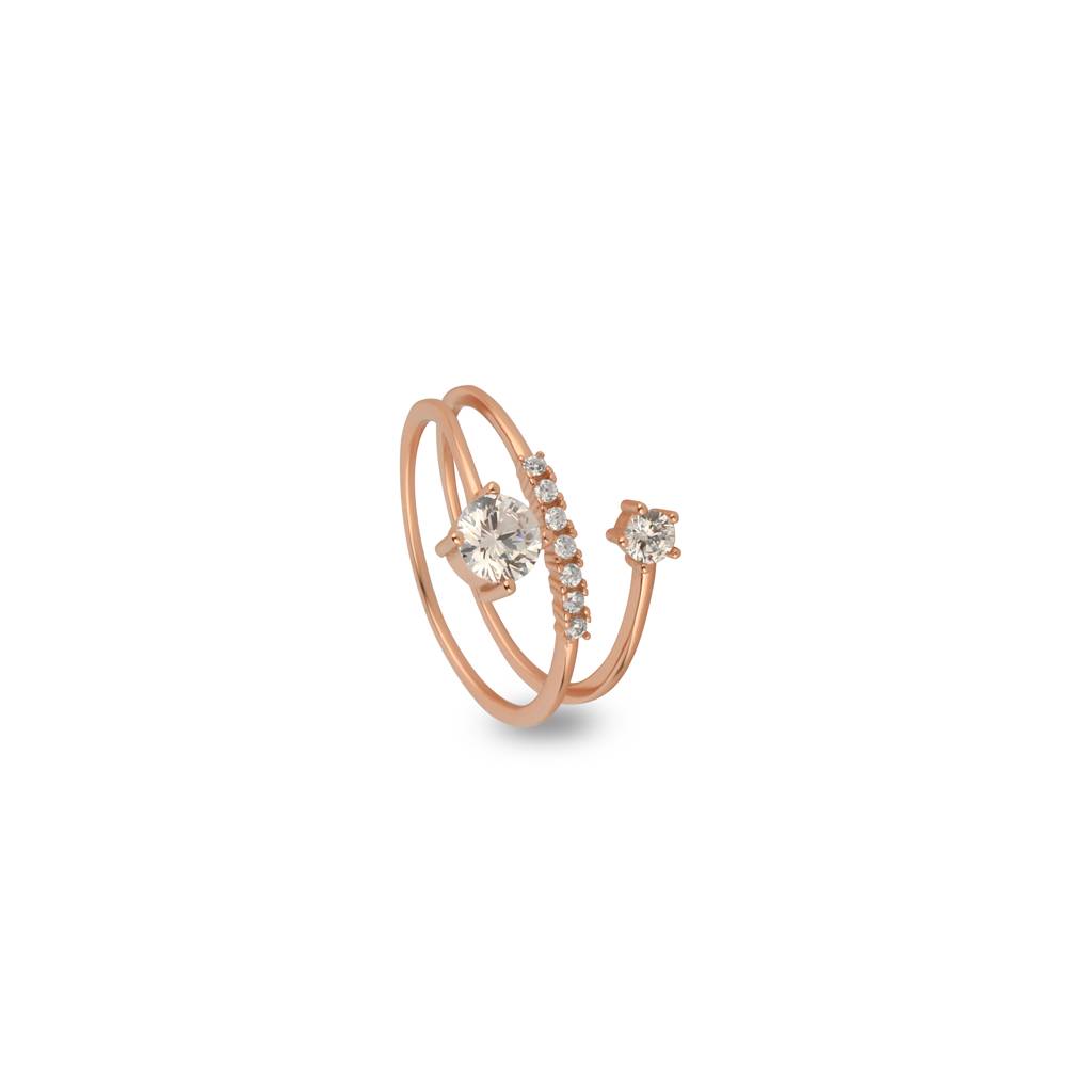 Beatrice Stacked Adjustable Rose Gold Ring In 925 Silver : IJRN040