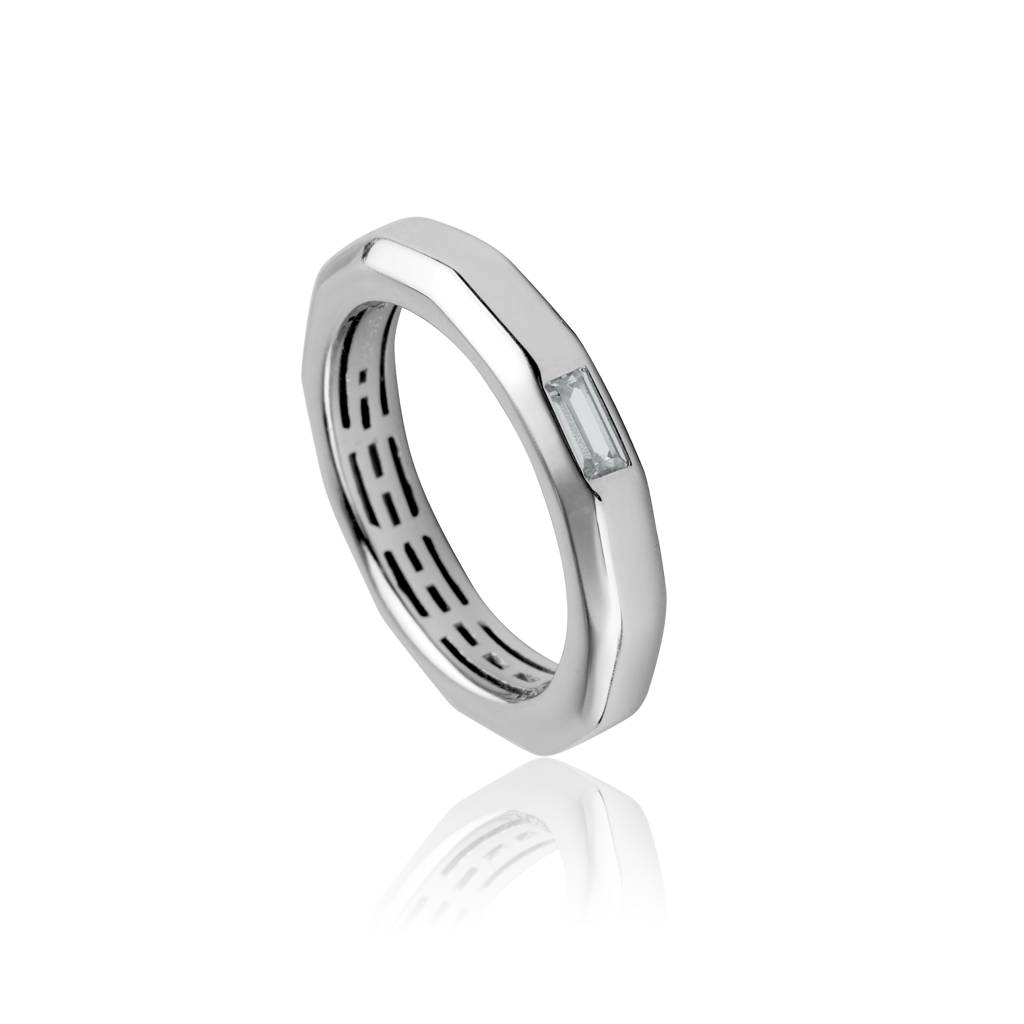Patric Single Baguette Stone Men'S Ring In 925 Silver : IJRN076