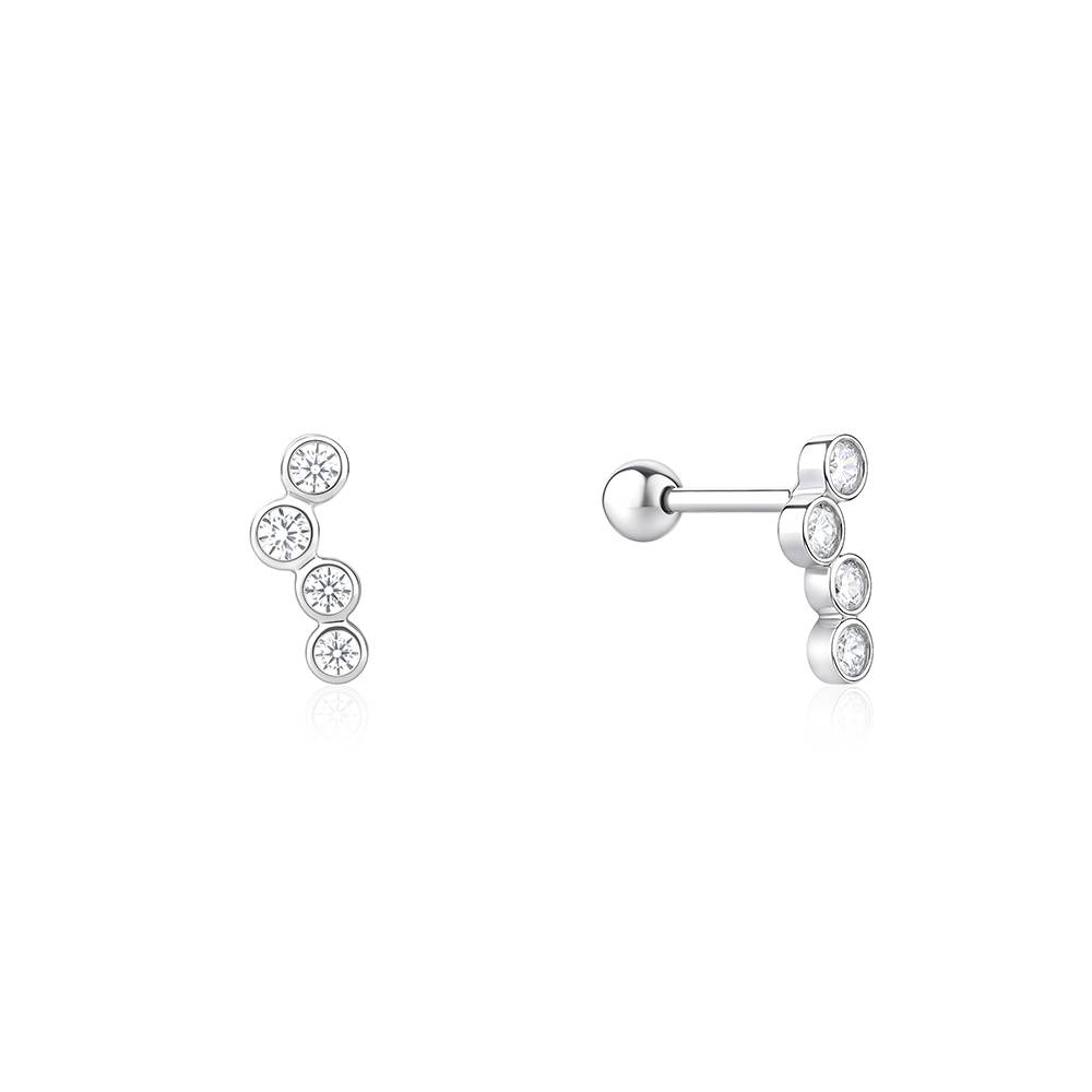 Triple Bezel Set Stud Earrings : IKER1743