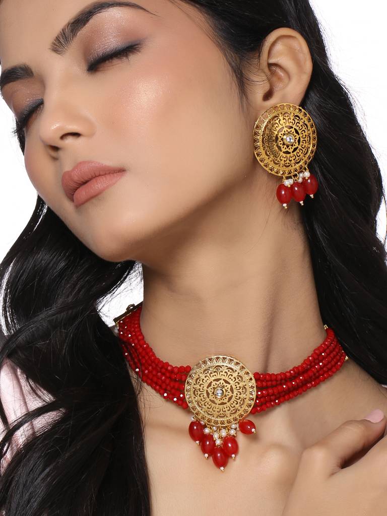 Falak Red Choker : ABACJS01