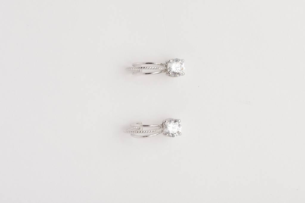 925 Sterling Silver Swiss Zirconia Hoop Sophie Earring With Screw Back Gift For Women And Girls : CSWZHDE1