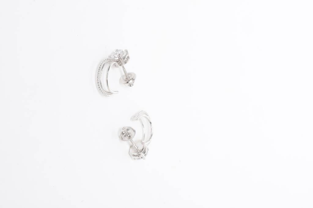 925 Sterling Silver Swiss Zirconia Hoop Sophie Earring With Screw Back Gift For Women And Girls : CSWZHDE1