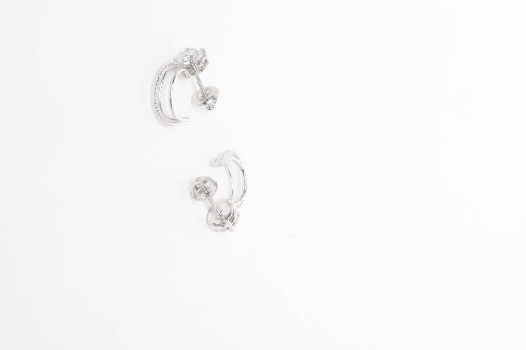 925 Sterling Silver Swiss Zirconia Hoop Sophie Earring With Screw Back Gift For Women And Girls : CSWZHDE1