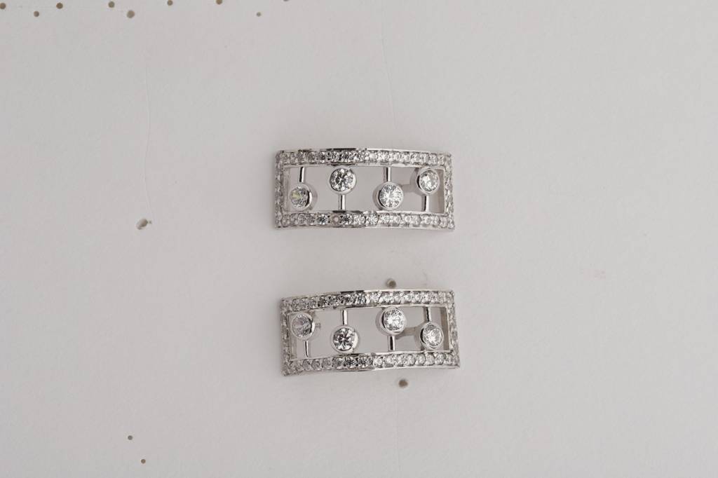 925 Sterling Silver Swiss Zirconia Hoop Stella Earring With Screw Back Gift For Women And Girls : CSWZHDE26