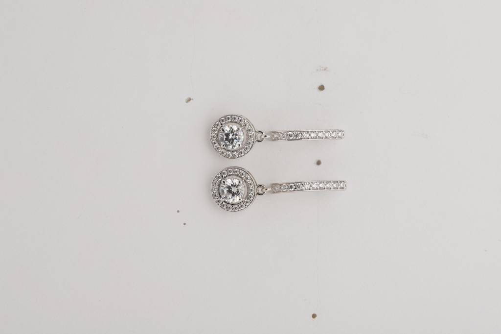 925 Sterling Silver Swiss Zirconia Dangle & Drop Margo Earring With Screw Back Gift For Women And Girls : CSWZHDE24