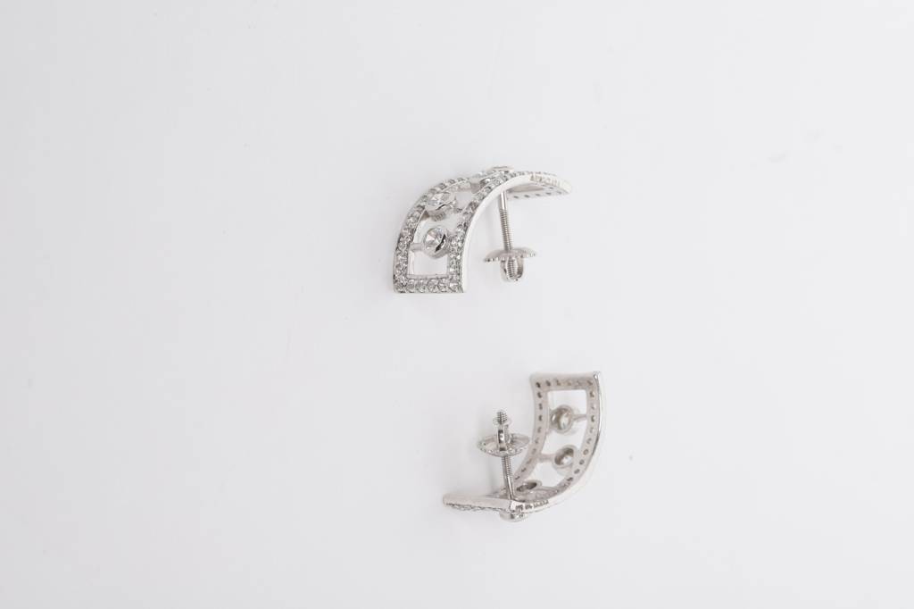 925 Sterling Silver Swiss Zirconia Hoop Stella Earring With Screw Back Gift For Women And Girls : CSWZHDE26