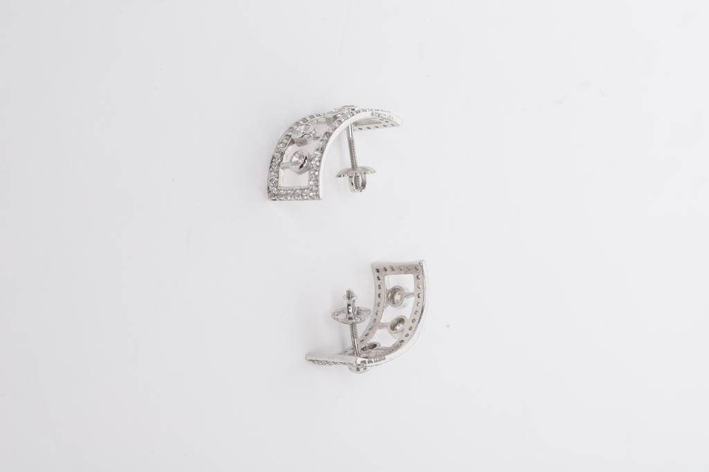 925 Sterling Silver Swiss Zirconia Hoop Stella Earring With Screw Back Gift For Women And Girls : CSWZHDE26