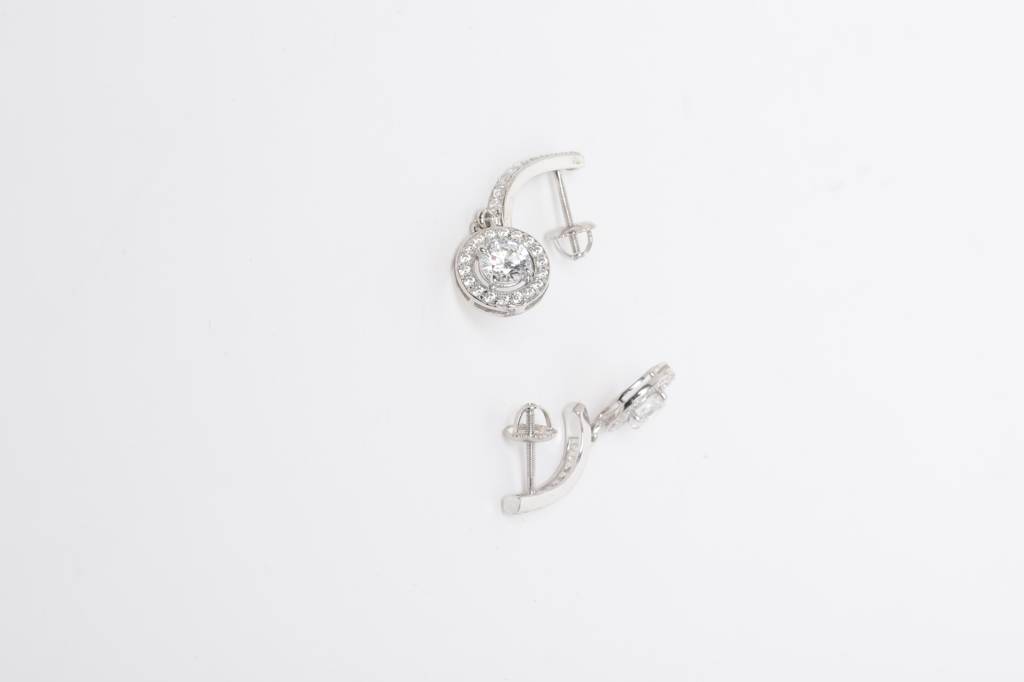 925 Sterling Silver Swiss Zirconia Dangle & Drop Margo Earring With Screw Back Gift For Women And Girls : CSWZHDE24