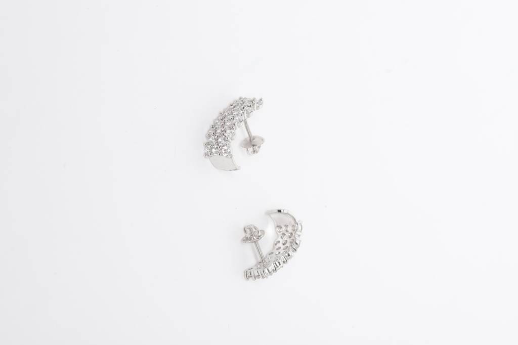 925 Sterling Silver Swiss Zirconia Hoop Amelie Earring With Screw Back Gift For Women And Girls : CSWZHDE19