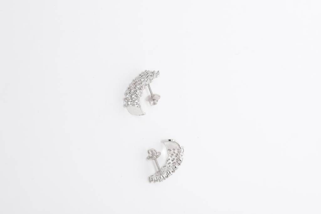 925 Sterling Silver Swiss Zirconia Hoop Amelie Earring With Screw Back Gift For Women And Girls : CSWZHDE19