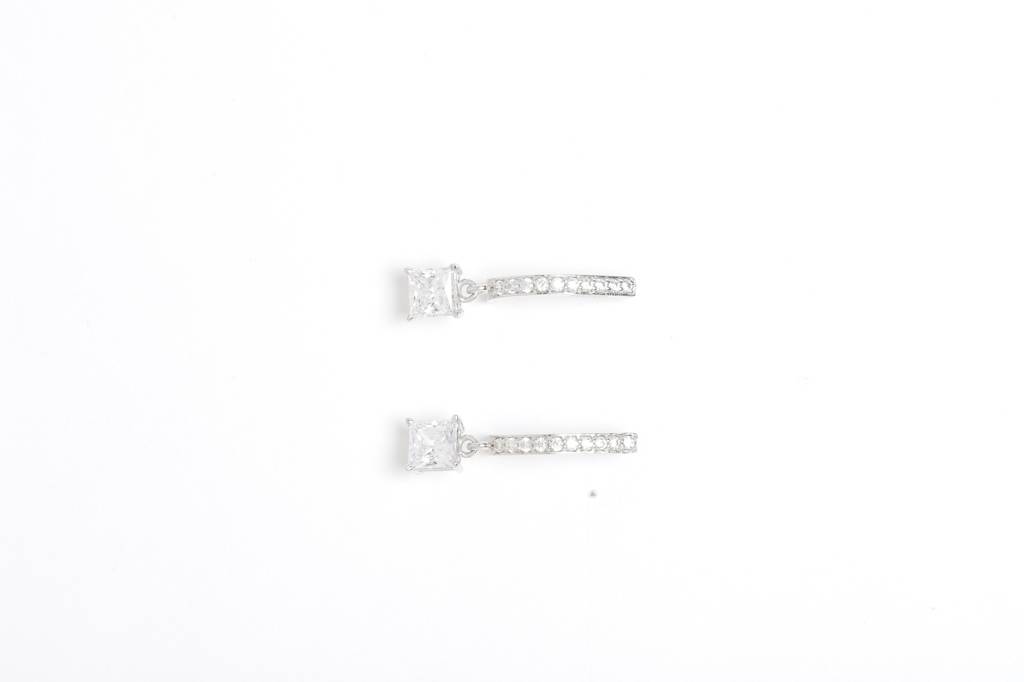 925 Sterling Silver Swiss Zirconia Dangle & Drop Elaina Earring With Screw Back Gift For Women And Girls : CSWZHDE10